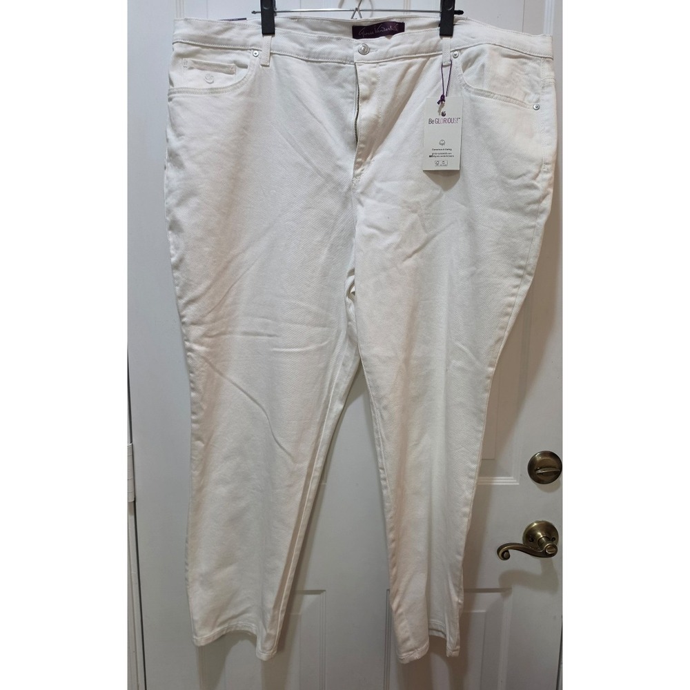Gloria Vanderbilt Amanda White Slimming Jean High Rise Tapered Leg 24W NWT